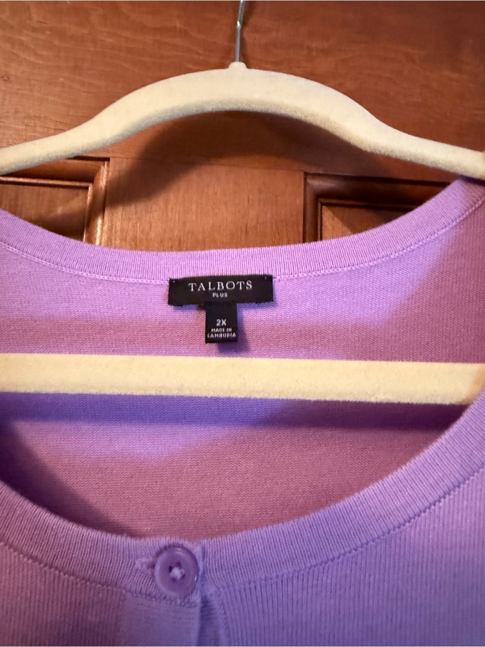 Talbots Lavender Lightweight Button-Front Cardigan - Picture 3 of 3